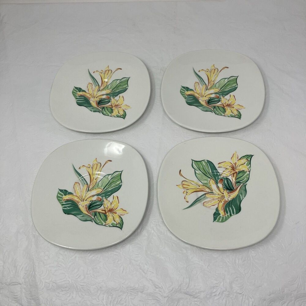 Taylor Smith & Taylor Conversation Day Lily Set Of 4 Saucers DAYLILY